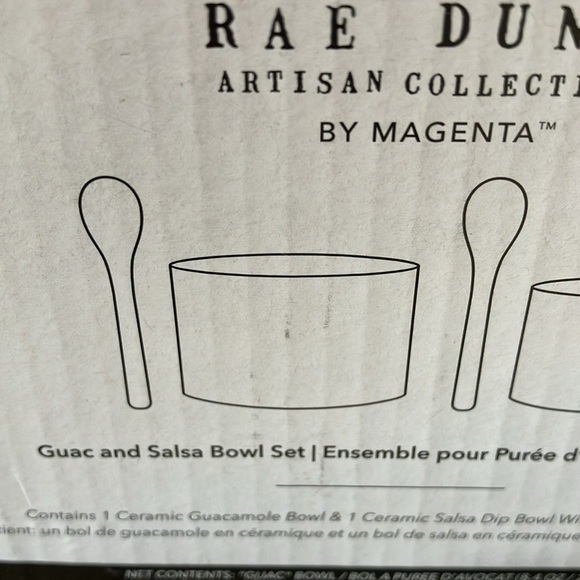 Rae Dunn: Artisan Guac & Salsa Bowl Set- 2 Bamboo Spoons - Picture 5 of 16